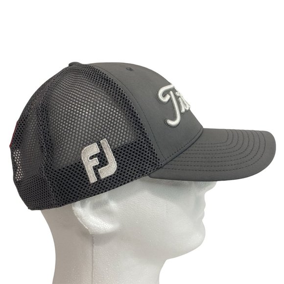 Titleist Footjoy Pro V1 Snapback Hat Gray Mesh Embroidered Golf Dad Cap - Picture 3 of 9